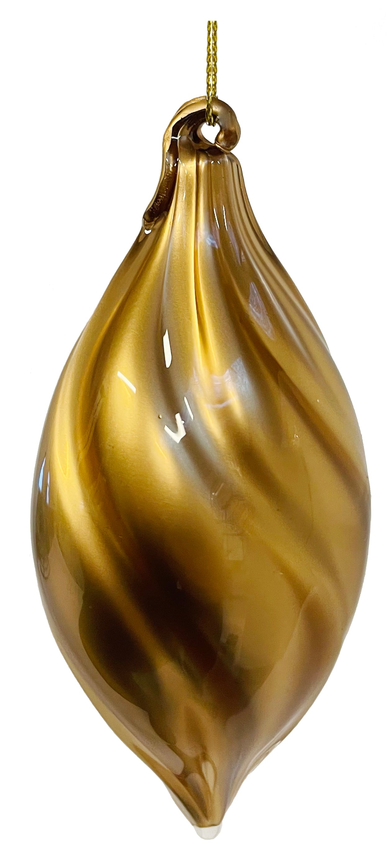 Dipped Gold Swirl Glass Drop Ornaments, Set of 6