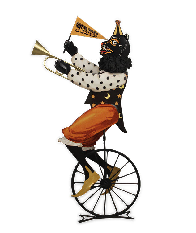 Halloween Circus Cat on Unicycle - Bethany Lowe 2018