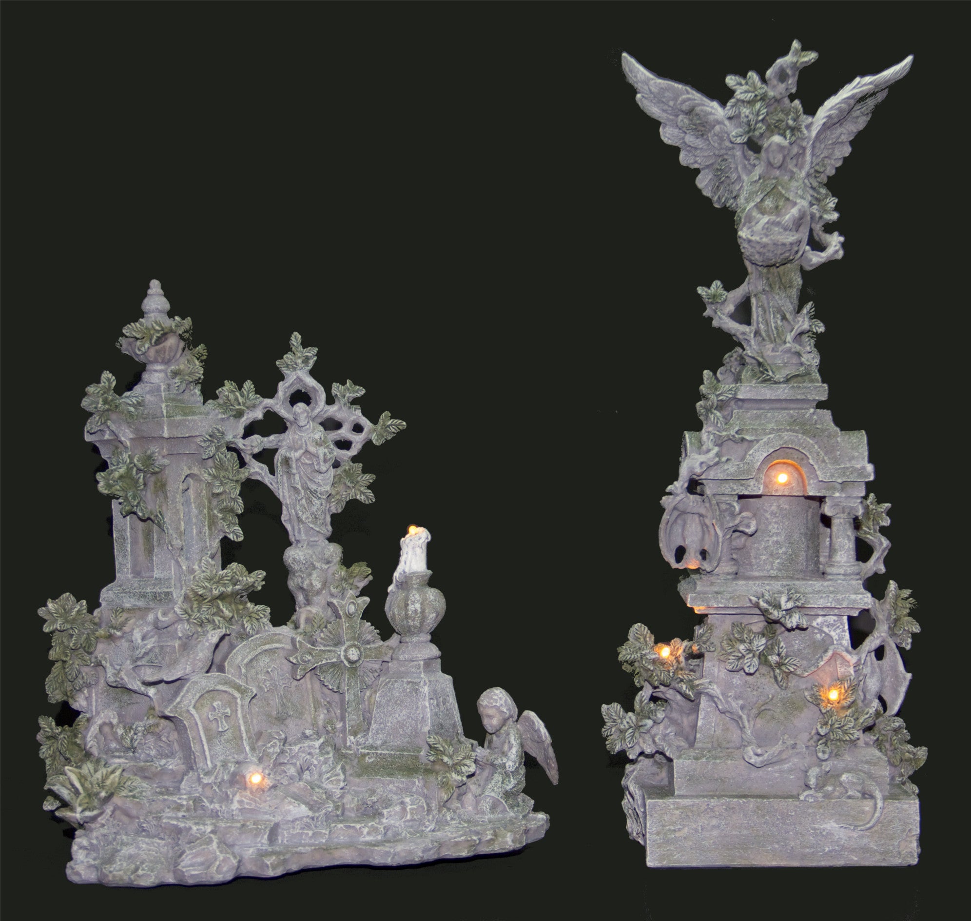 Haunted Cemetery with Angel Figurines - Graveyard