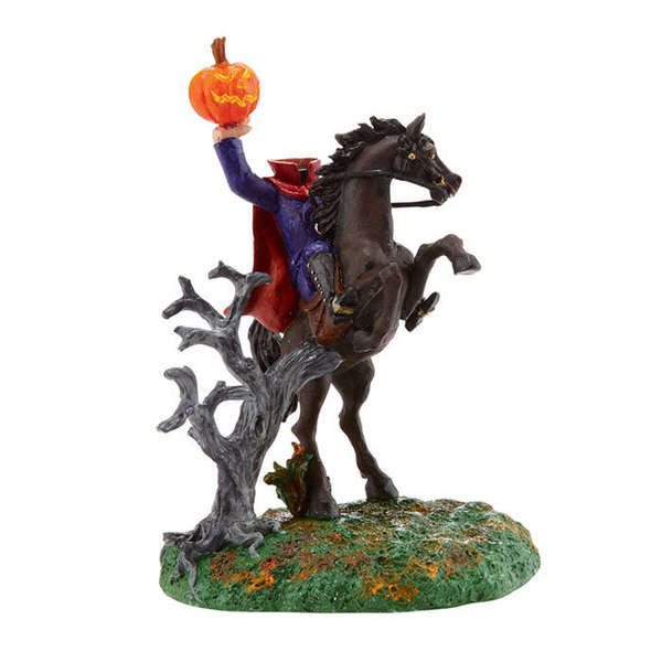 The Headless Horseman Figurine with Light Up Jack-O-Lantern