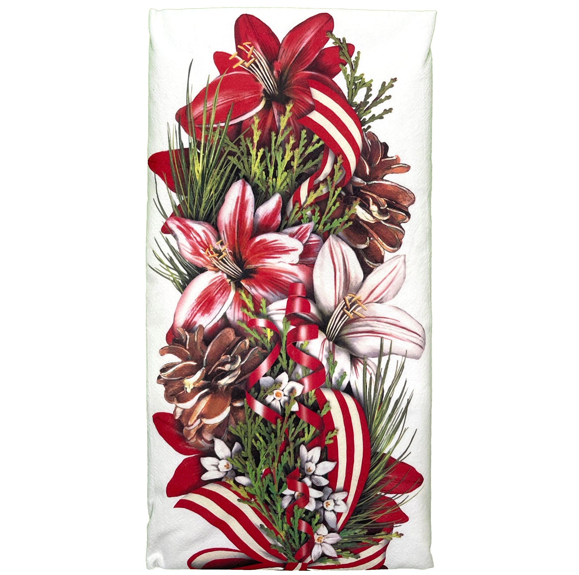 Holiday Amaryllis Flour Sack Towel by Mary Lake-Thompson