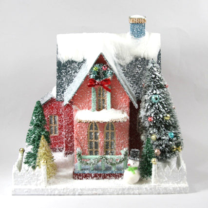 Holiday Finery House with Snowman