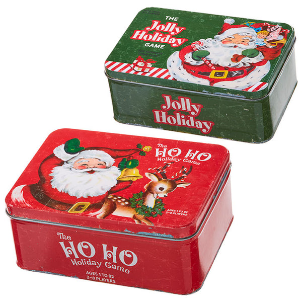 Holiday Game Boxes, Tin | Retro Christmas Decorations - TheHolidayBarn.com