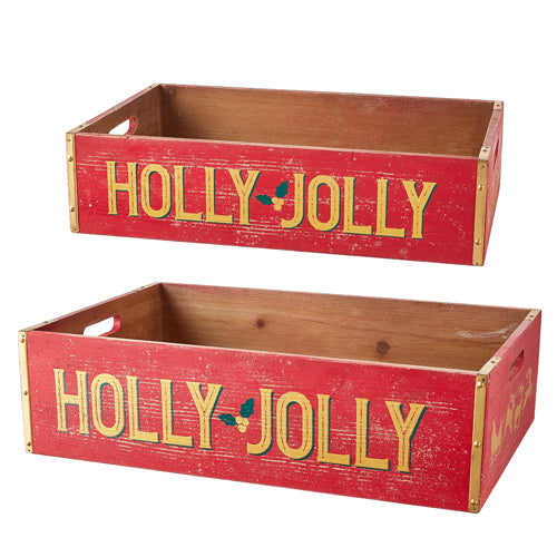 Holly Jolly Red Christmas Crates made to look vintage