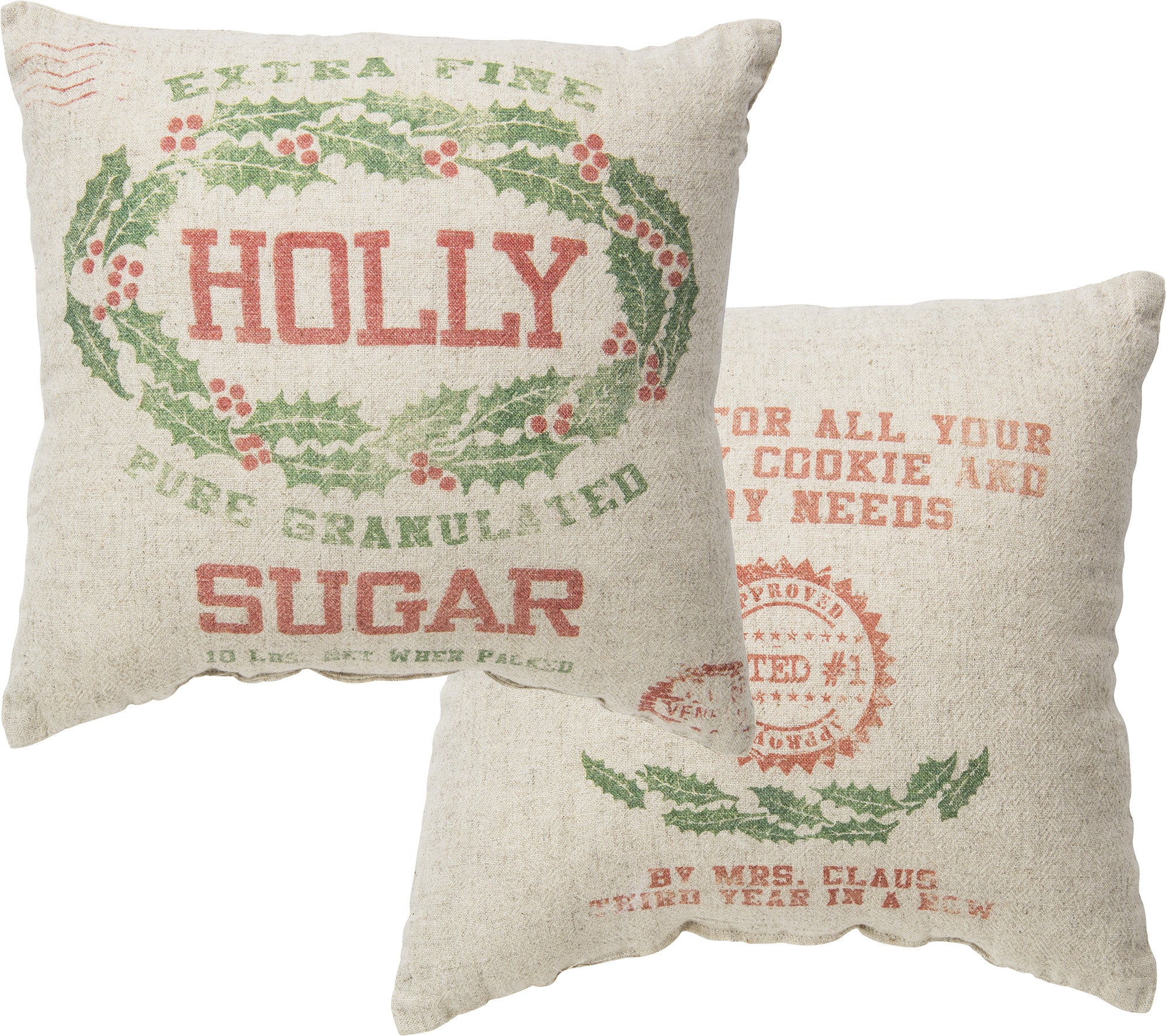 Holly Sugar Pillow - Christmas Pillow