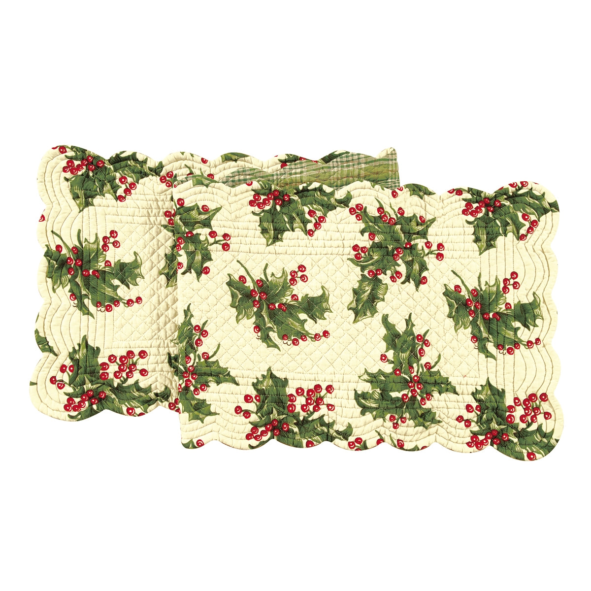 Quilted Holly Table Runner, Cream