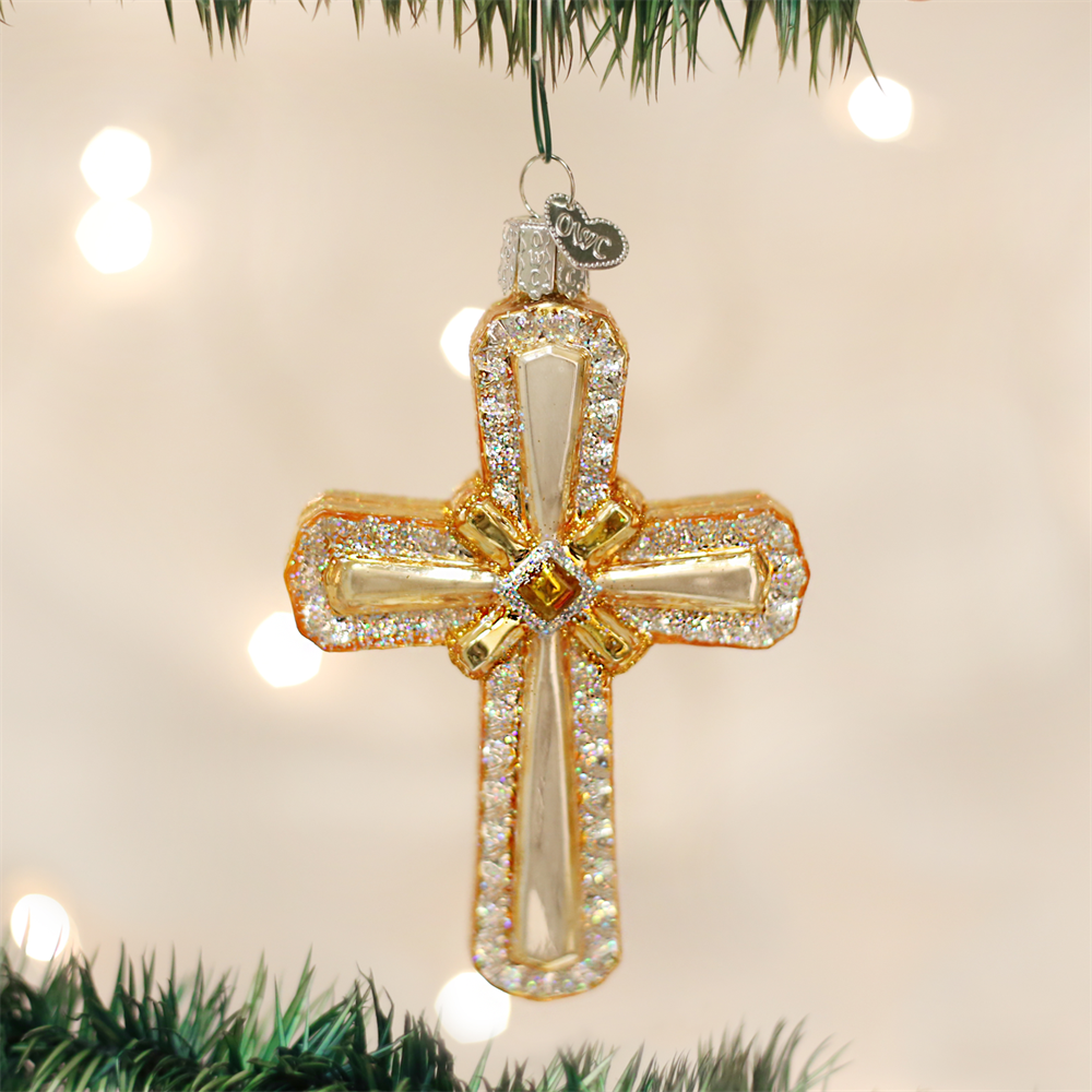 Holy Cross Christmas Ornament - Glass