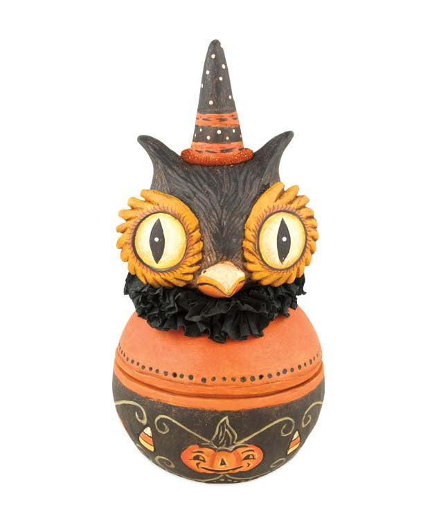 Hooty Owl Candy Bowl Container - Johanna Parker Halloween