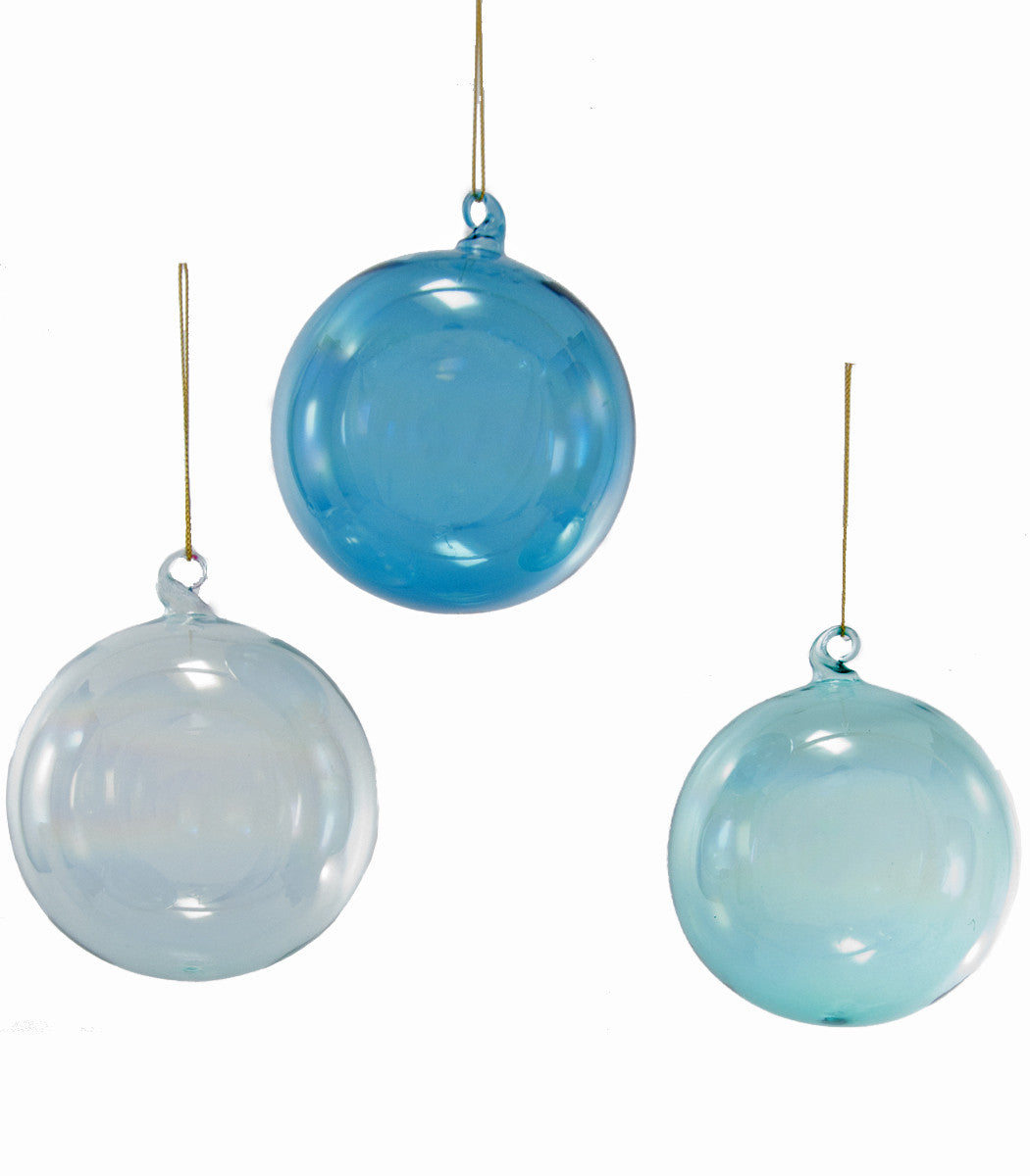 Irridescent Blue Glass Ball Ornaments