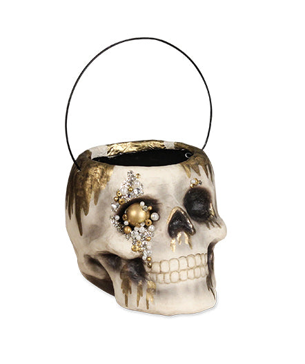 Jeweled Skull Paper Mache Bucket