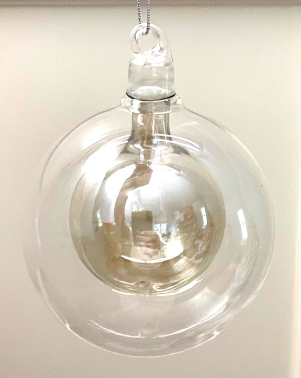 Jim Marvin Double Bubble Iridescent Glass Ball Ornament