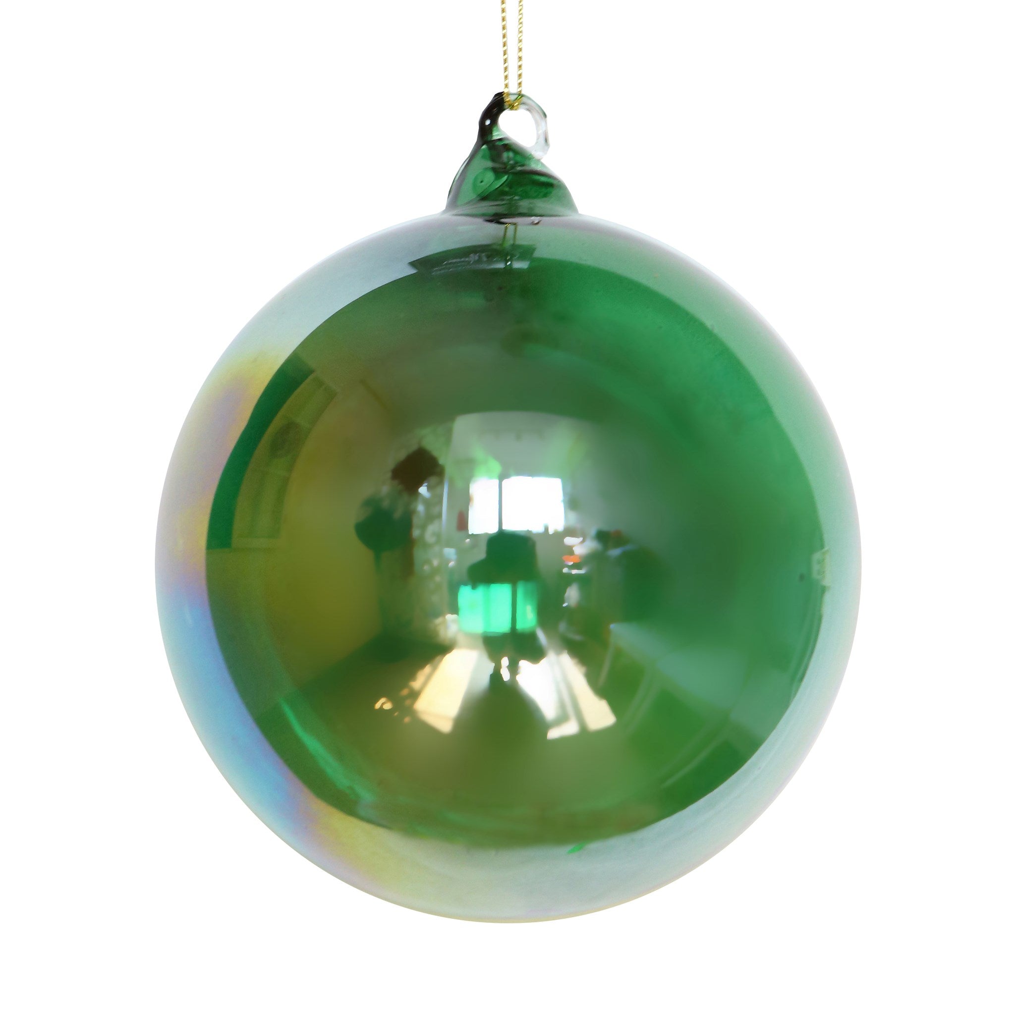 Jim Marvin Emerald Green Bottle Glass Ornaments, Transparent & Irridescent