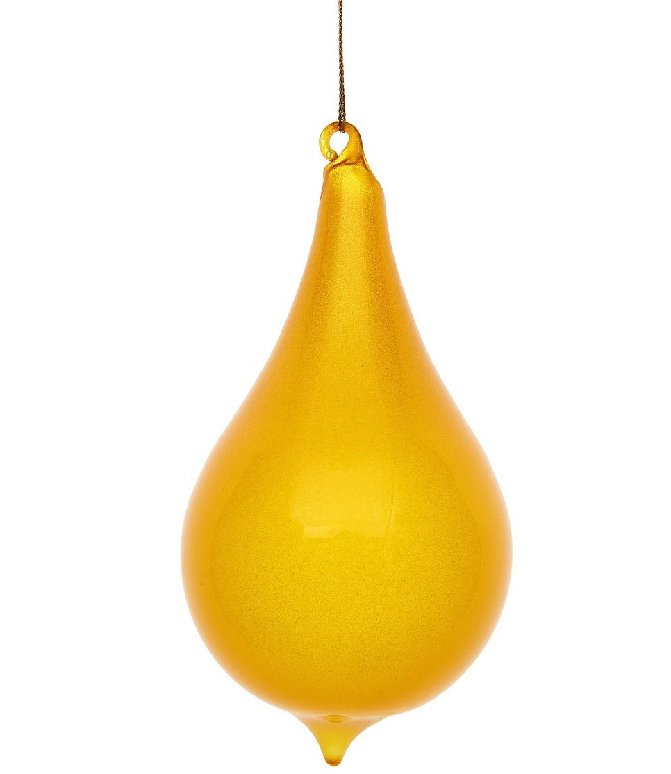 Jim Marvin Yellow Glitter Bubblegum Glass Teardrop Ornaments