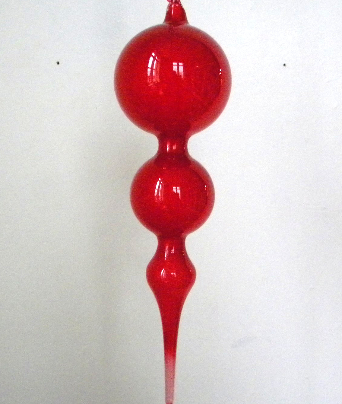 Jim Marvin Red Bubblegum Glass Finial Ornament