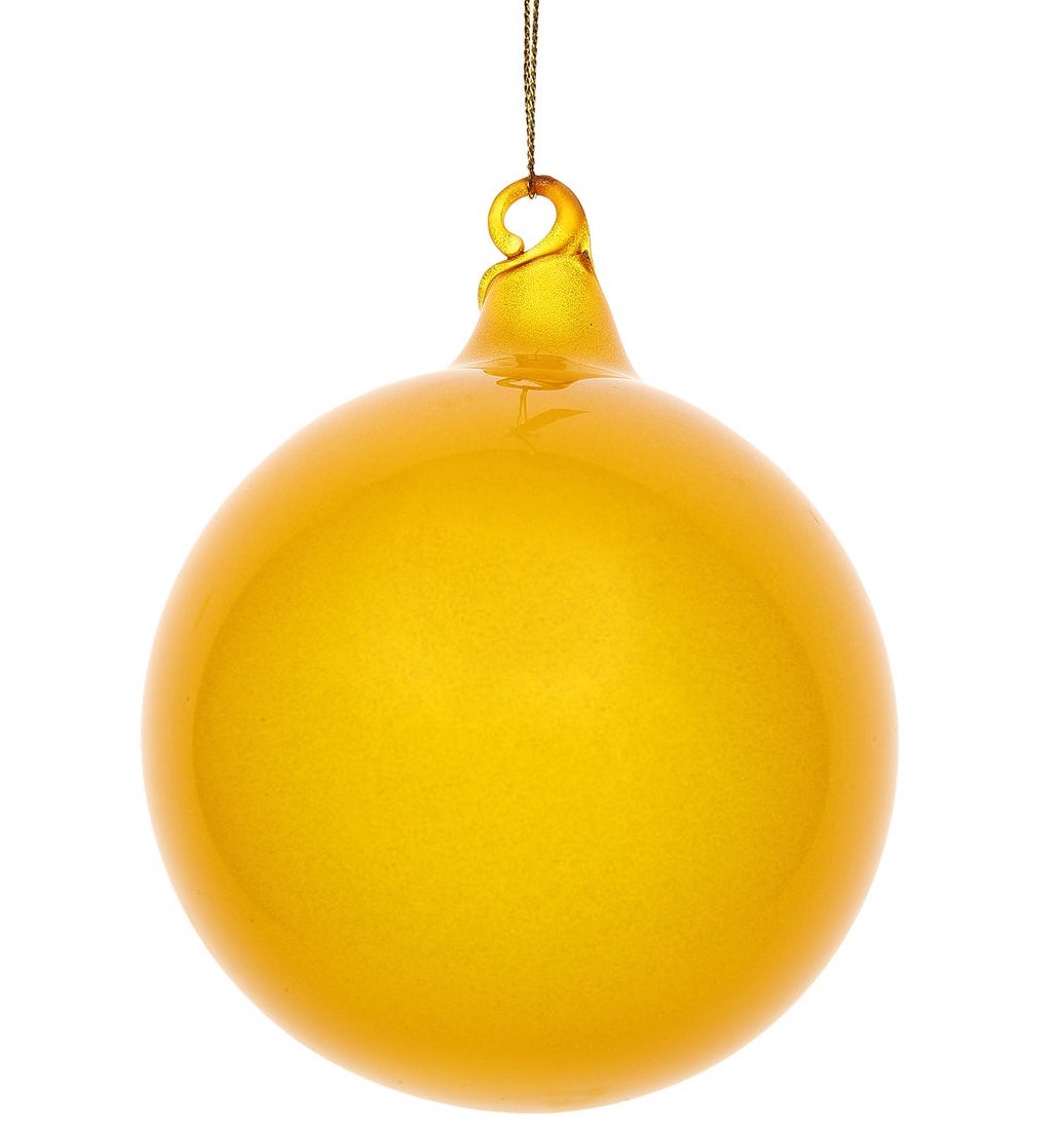 Jim Marvin Yellow Glitter Bubblegum Glass Ball Ornaments