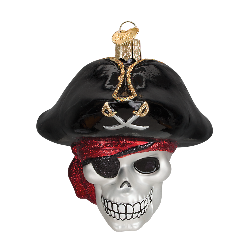 Jolly Roger Skeleton Pirate Ornament - Skull in Pirate Hat