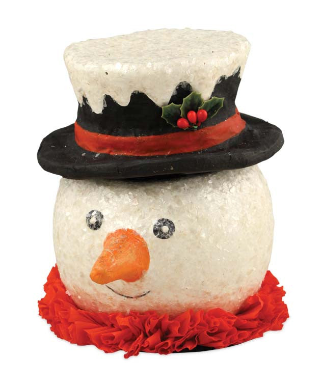 Jolly Snowman Container - Bethany Lowe Paper Mache