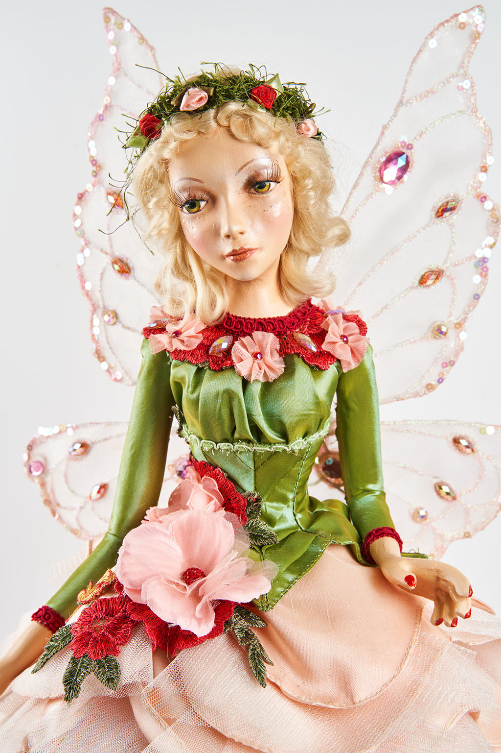 Katherine's Collection Flora Fairy Doll, Dressed in Pink & Green