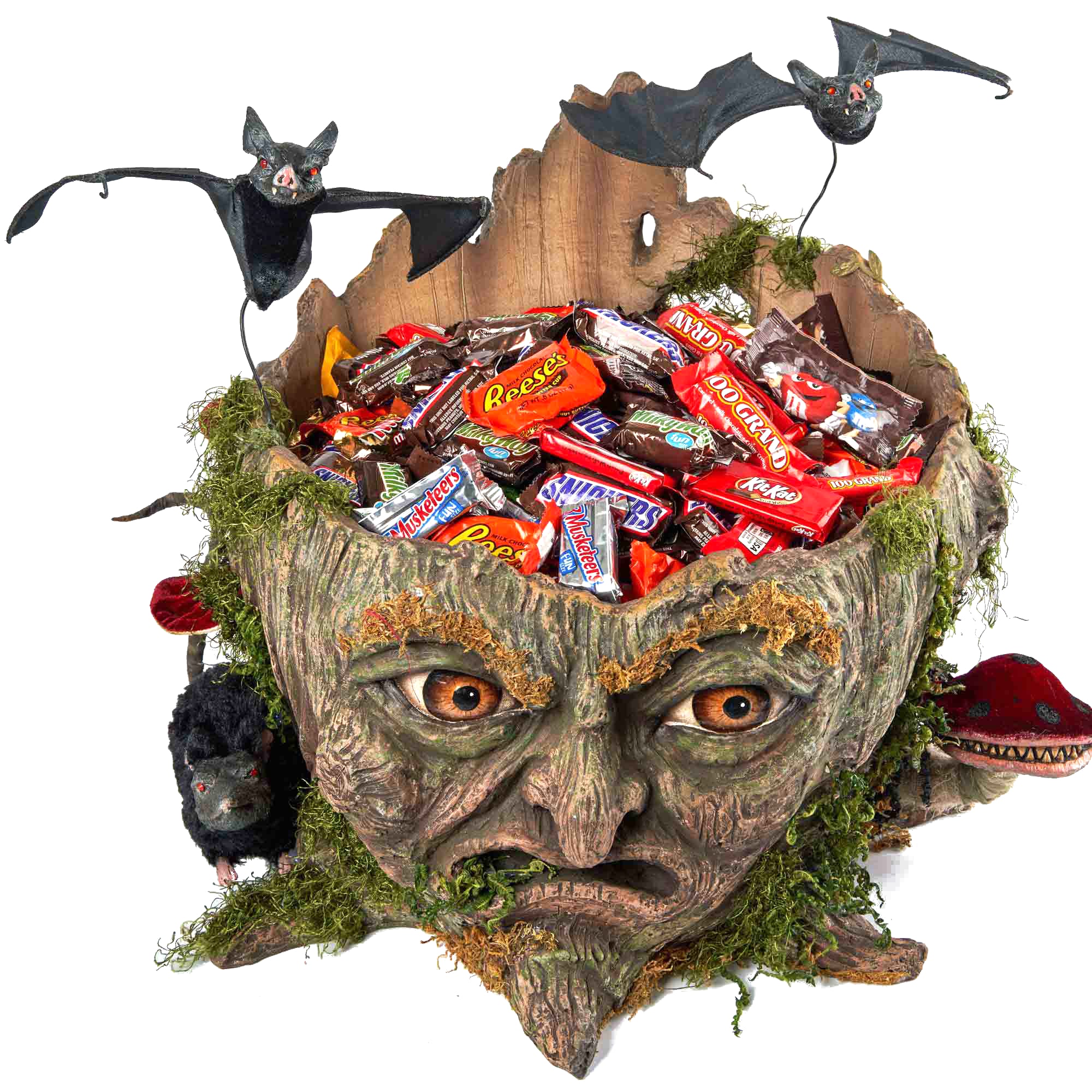 Katherine's Collection Grump Tree Stump Container with Halloween Candy