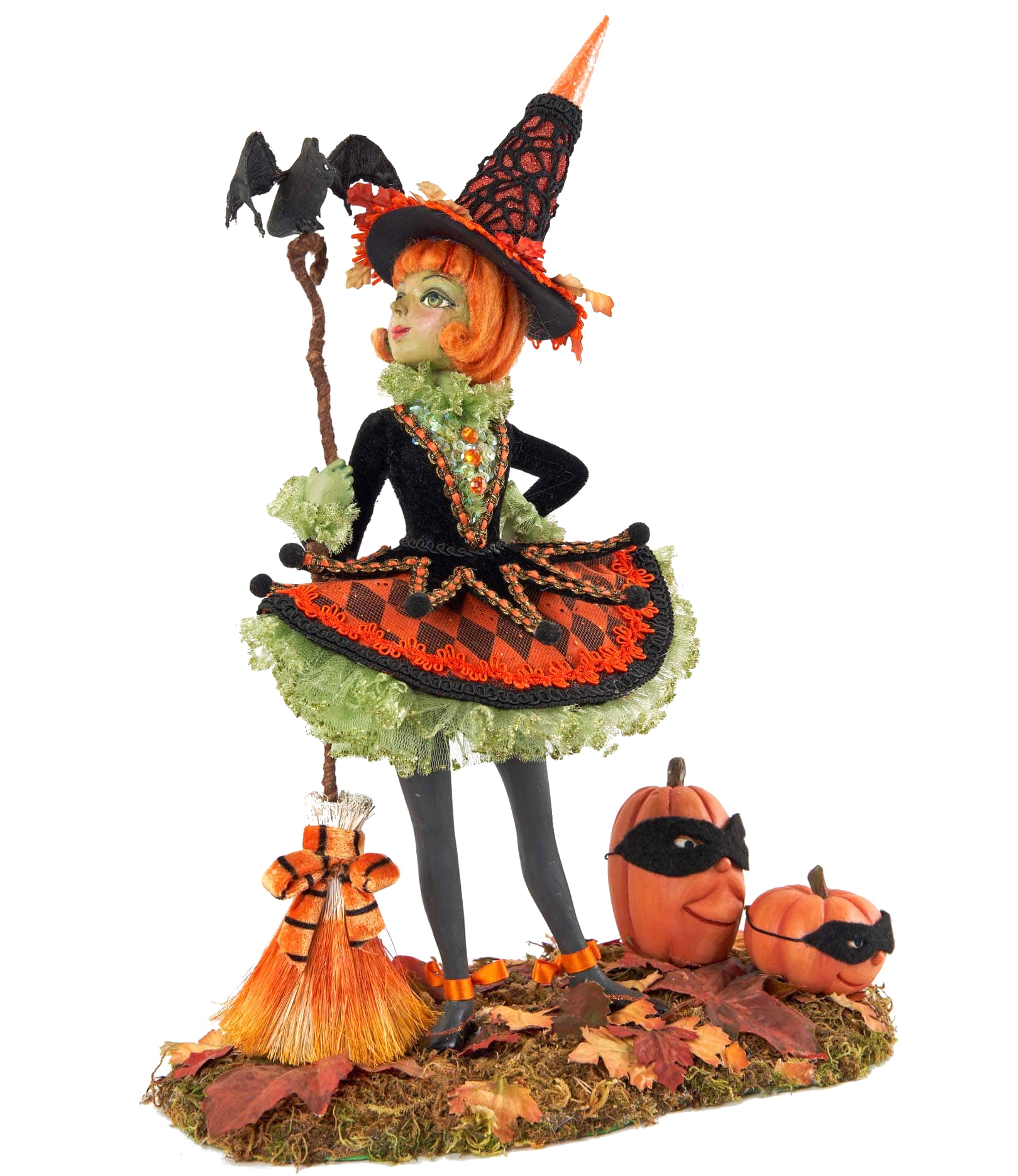 Katherine's Collection Witch with Broom and Pumpkins