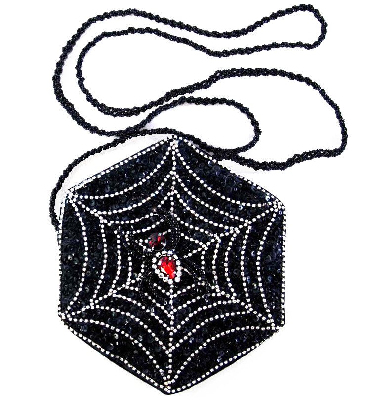 Katherine's Collection Beaded Spider Web Purse - Halloween Glam