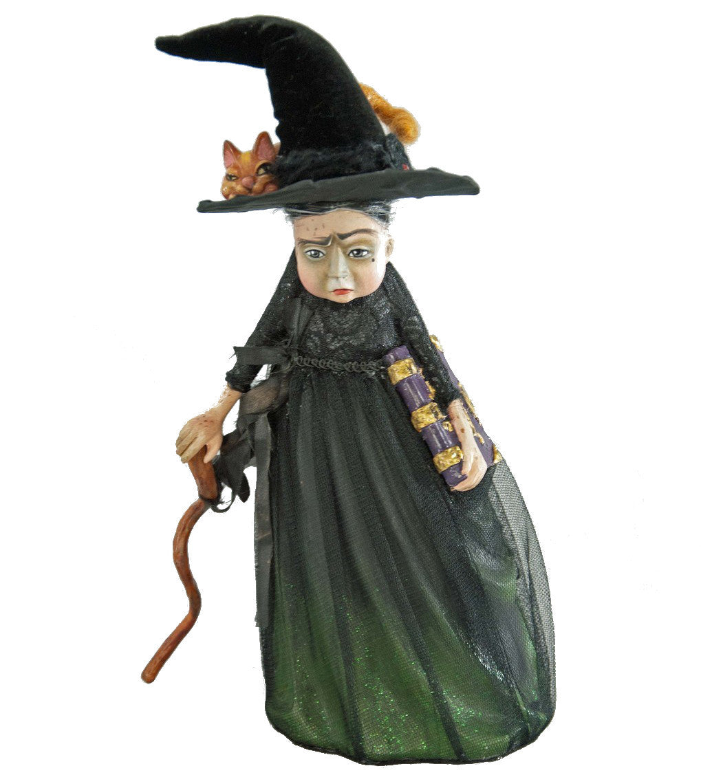 Witch with Orange Tabby Cat Figurine by Katherine's Collection