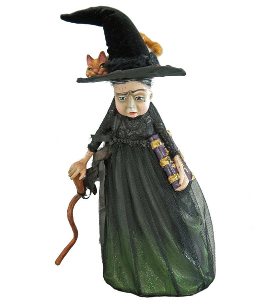 Witch with Orange Tabby Cat Figurine Katherine's Collection Halloween ...