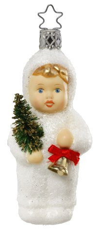 Kinder of Caroling Ornament - Snow Child with Bell & Tree