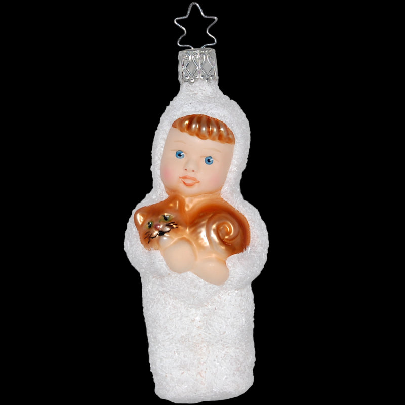 Snow Girl with Orange Cat Ornament - Inge Glas