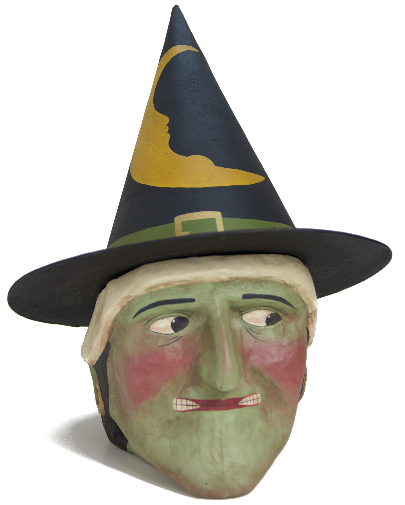 Green Witch Paper Mache Candy Bucket - Large
