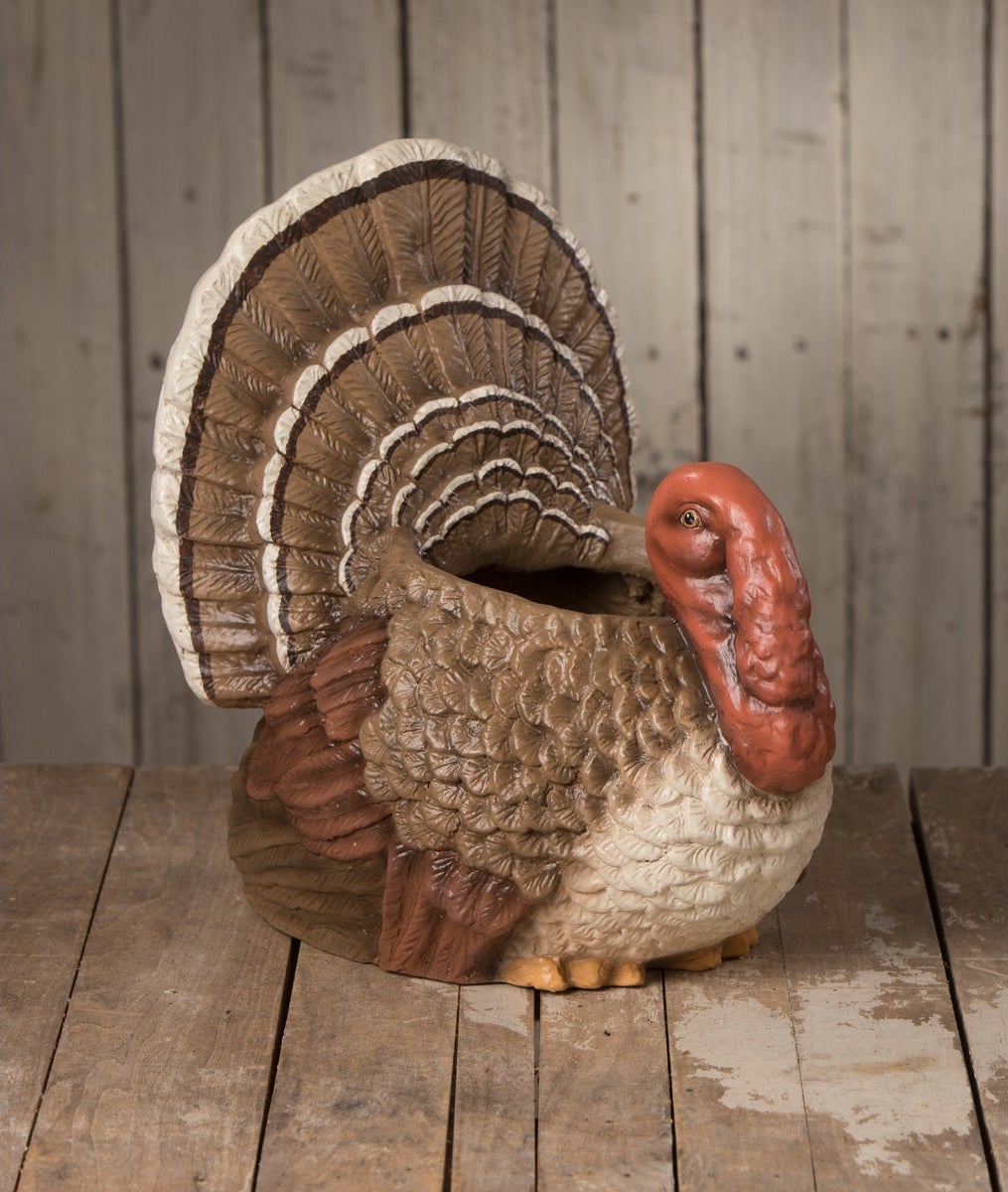 Turkey Bucket that looks vintage, Thanksgiving by Bethany Lowe