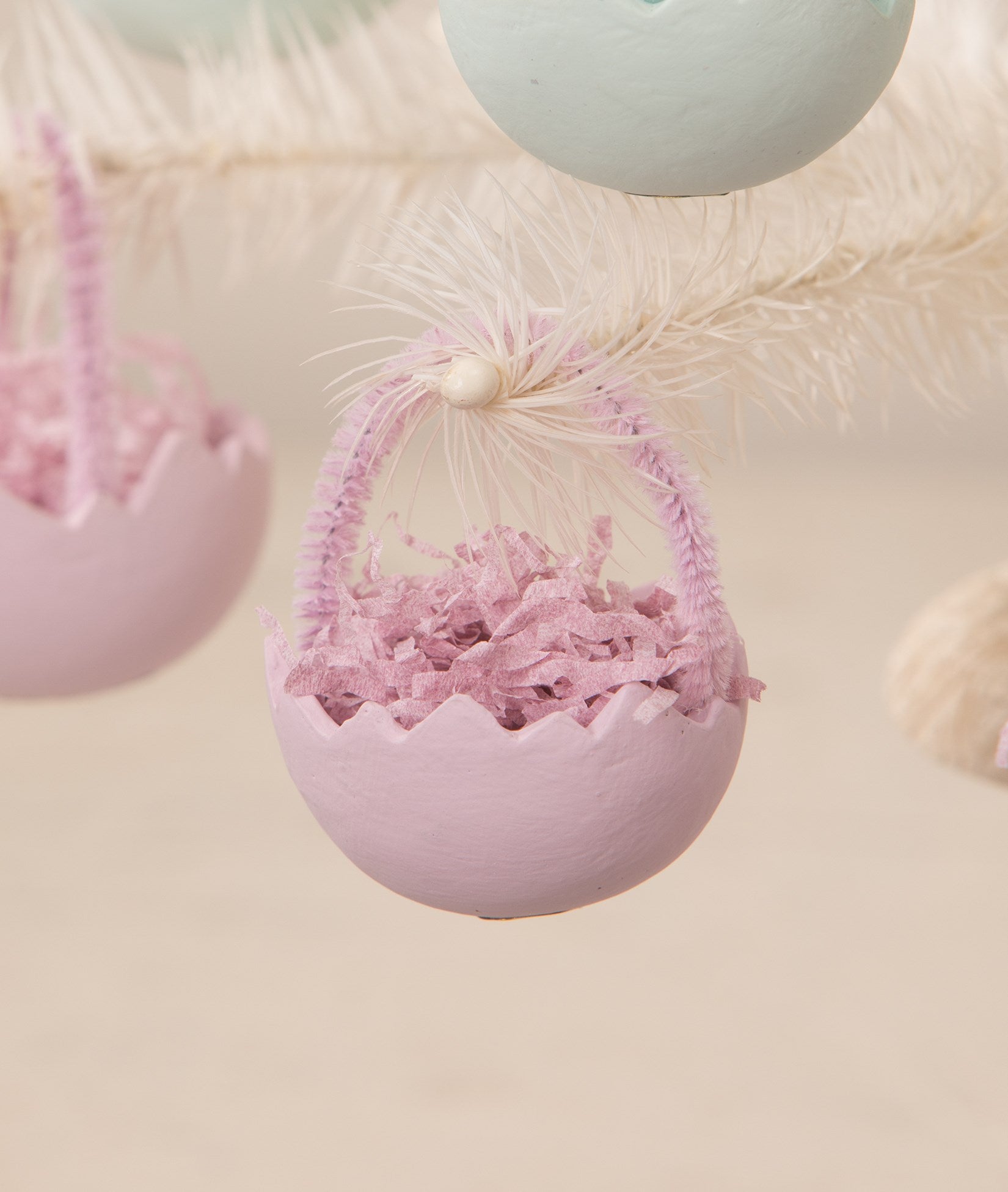 Lavender Cracked Egg Basket Ornaments