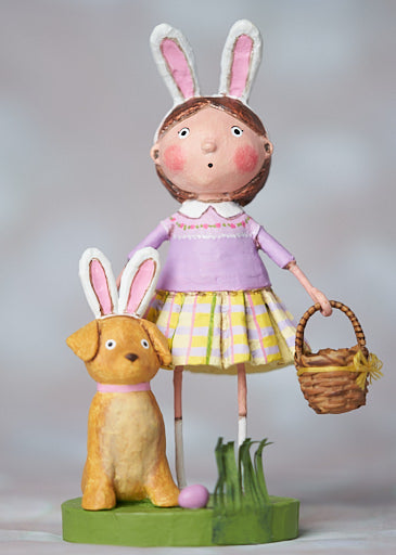 Lori Mitchell All Ears for Easter, Girl with Dog Dressed in Bunny Rabbit Ears
