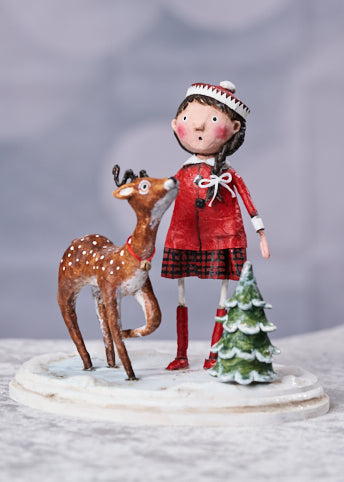 Lori Mitchell Winter Wonderland Girl With Reindeer