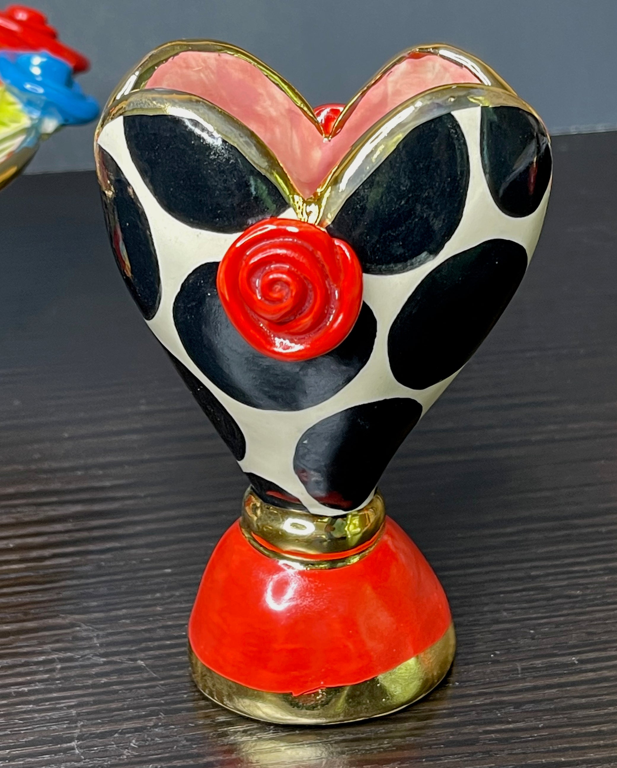 Mary Rose Young Heart Vase with Polka Dots