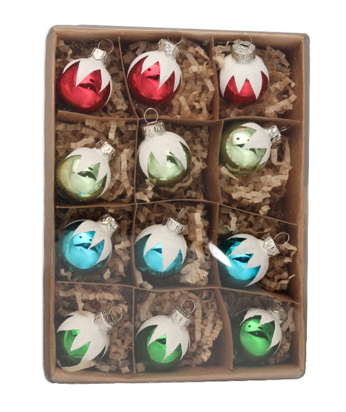 Merry & Bright Frosted Top Ball Ornaments | Retro Christmas ...