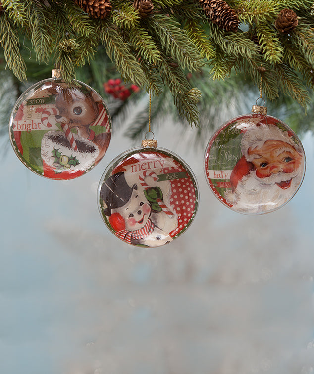 Retro Christmas Disc Ornaments