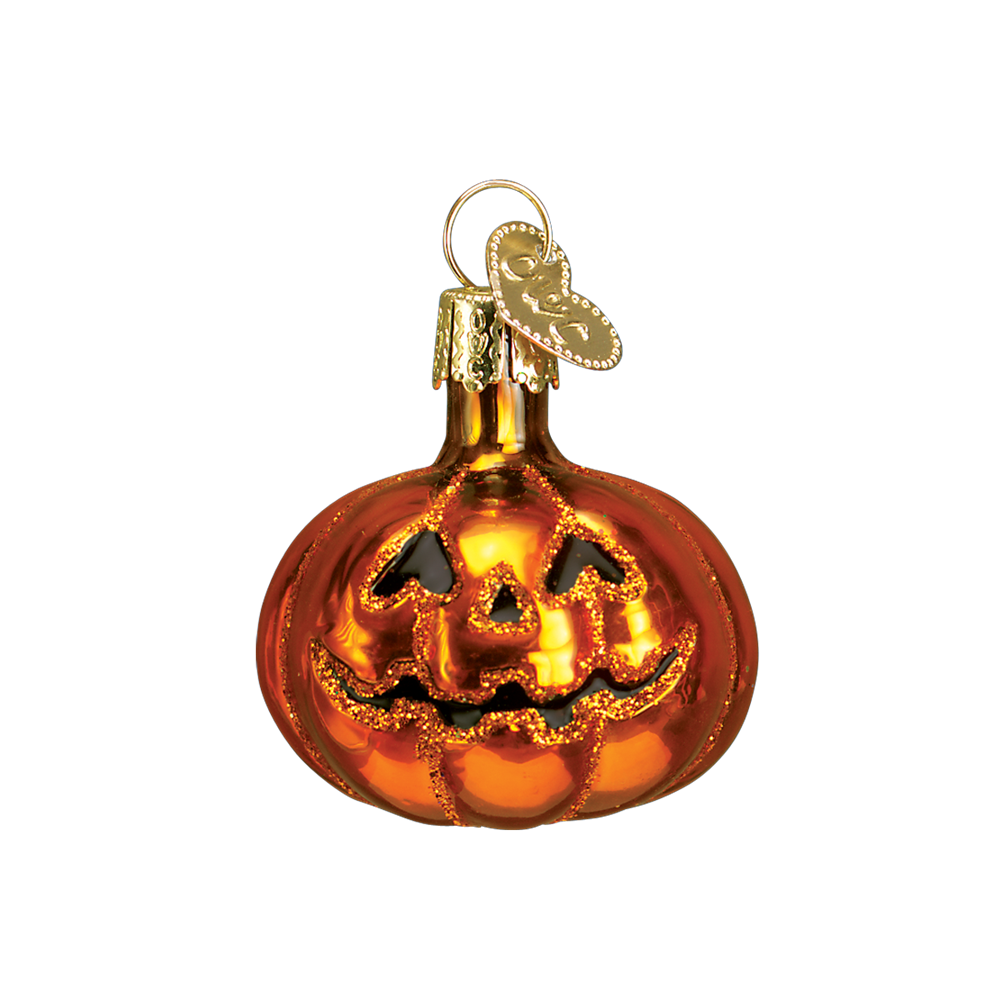 Pumpkin Jack-O-Lantern Glass Ornament for Small Halloween Tree