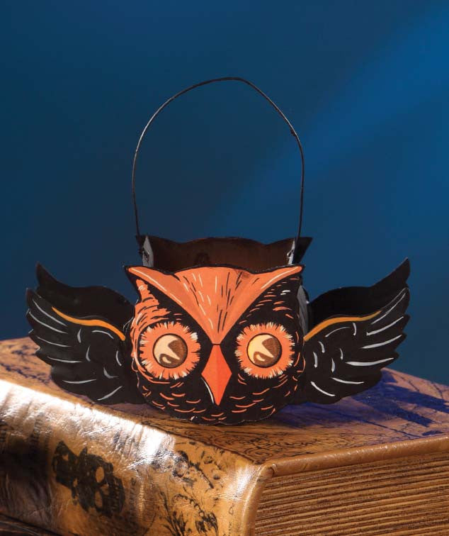 Bethany Lowe Tin Flying Owl Bucket Ornament