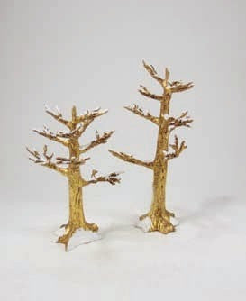 Frosted Trees Set of 2 Gold