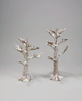 Frosted Trees Set of 2 Silver
