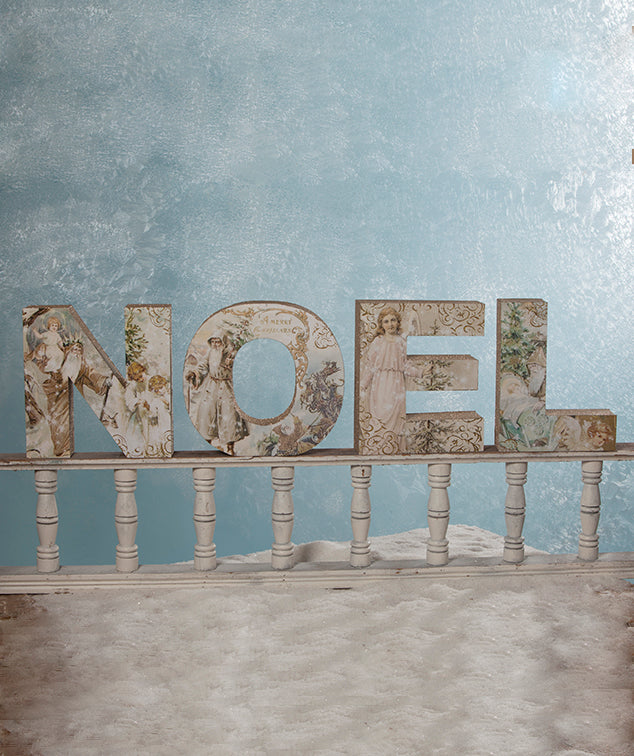 Noel Letter Sign with Pastel Vintage Christmas Images
