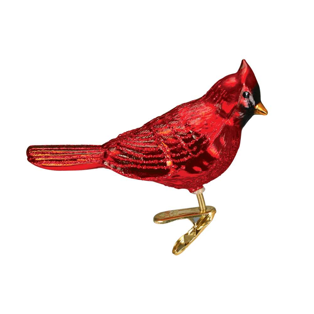 Northern Cardinal Shiny Bird Clip Ornament