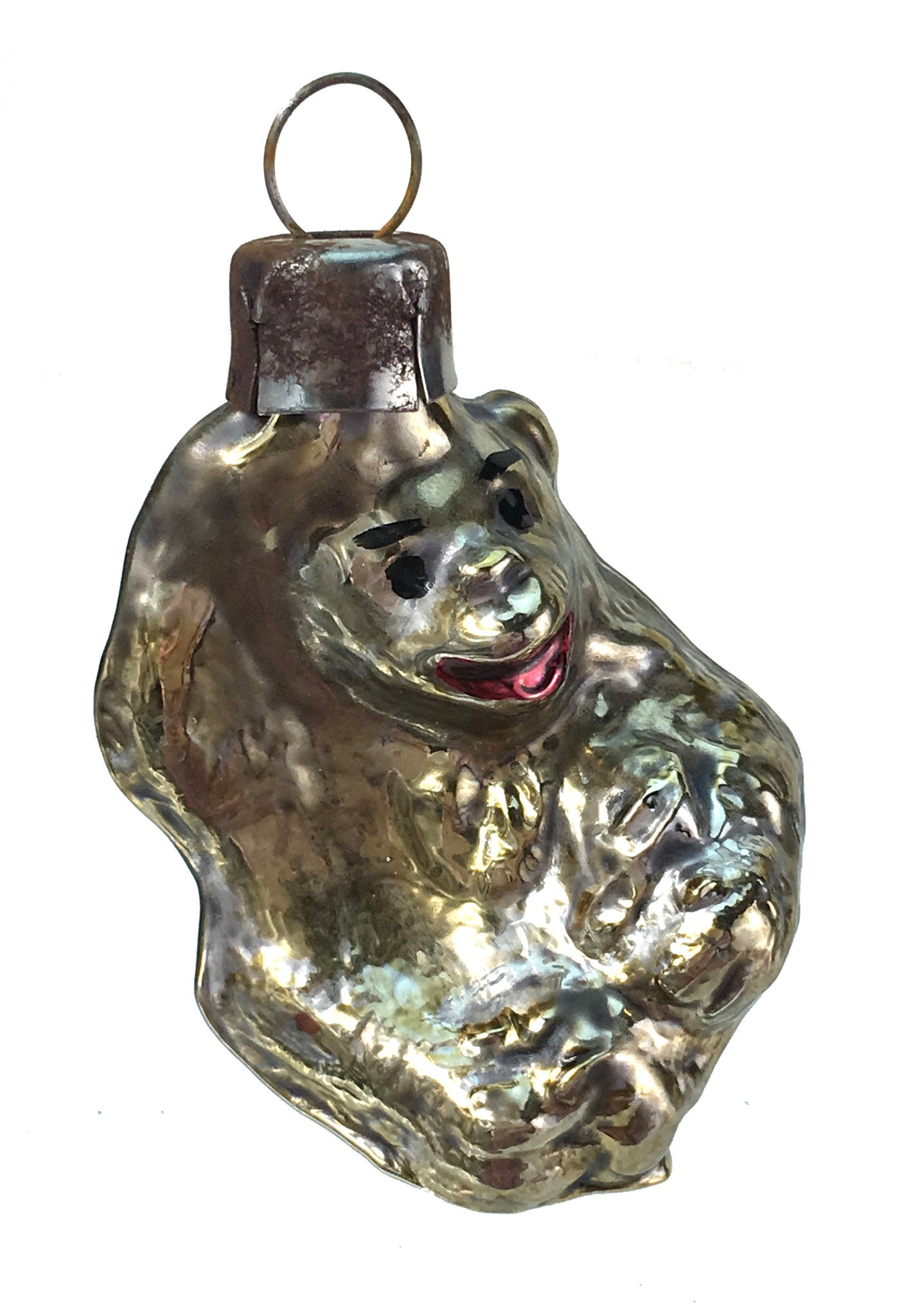 Vintage Patina German Glass Monkey Ornament
