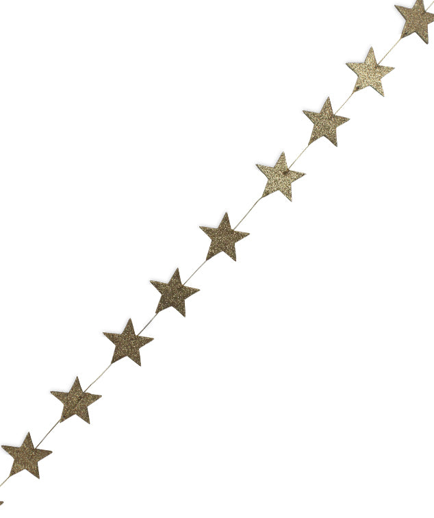 Old Gold Star Garland with Gold Glittered Stars
