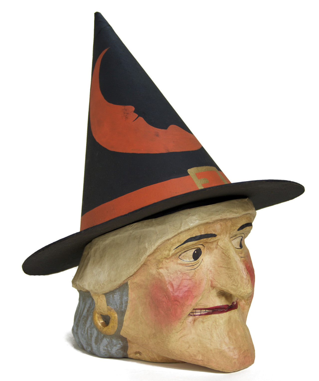 Old Witch Paper Mache Candy Bucket - Large