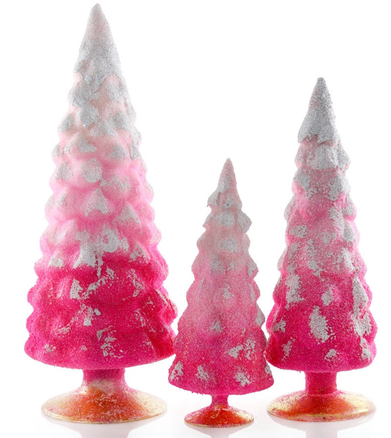 Ombre Pink Frosted Glass Trees