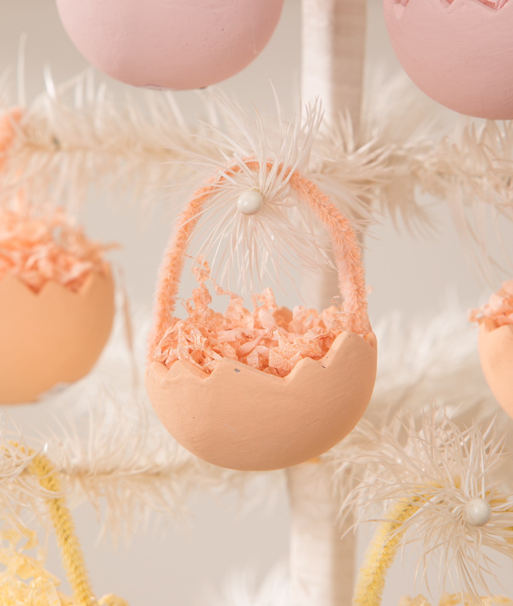 Orange Cracked Egg Basket Ornaments, Set of 6