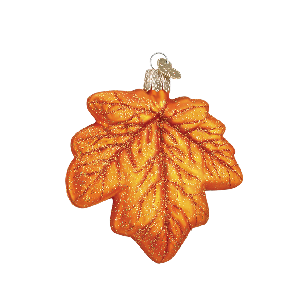 Orange Maple Leaf Glass Ornament