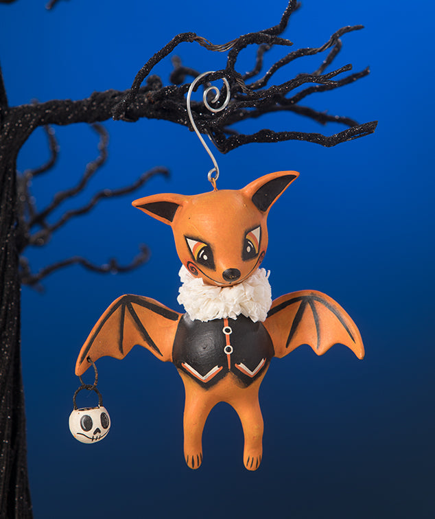 Orange Oliver Bat Ornament by LeeAnn Kress